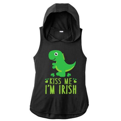 Me I'm Irish St. Patrick's Day Cute Dinosaur T Ladies PosiCharge Tri-Blend Wicking Draft Hoodie Tank