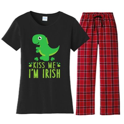 Me I'm Irish St. Patrick's Day Cute Dinosaur T Women's Flannel Pajama Set