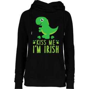 Me I'm Irish St. Patrick's Day Cute Dinosaur T Womens Funnel Neck Pullover Hood