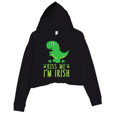 Me I'm Irish St. Patrick's Day Cute Dinosaur T Crop Fleece Hoodie