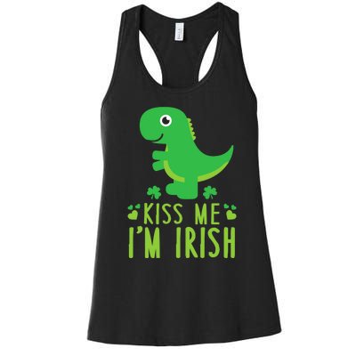 Me I'm Irish St. Patrick's Day Cute Dinosaur T Women's Racerback Tank