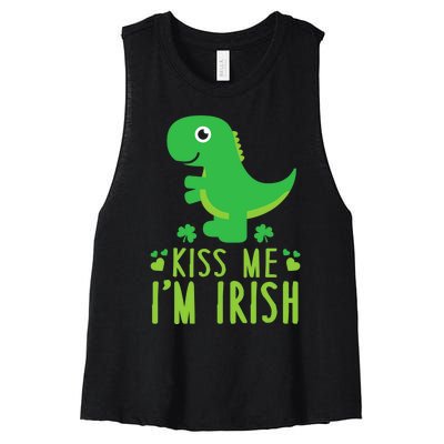 Me I'm Irish St. Patrick's Day Cute Dinosaur T Women's Racerback Cropped Tank