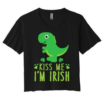 Me I'm Irish St. Patrick's Day Cute Dinosaur T Women's Crop Top Tee