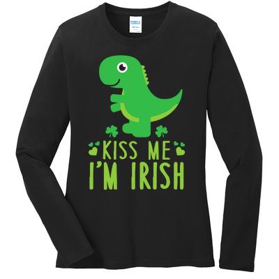 Me I'm Irish St. Patrick's Day Cute Dinosaur T Ladies Long Sleeve Shirt