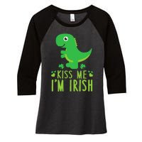 Me I'm Irish St. Patrick's Day Cute Dinosaur T Women's Tri-Blend 3/4-Sleeve Raglan Shirt