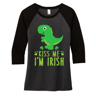 Me I'm Irish St. Patrick's Day Cute Dinosaur T Women's Tri-Blend 3/4-Sleeve Raglan Shirt