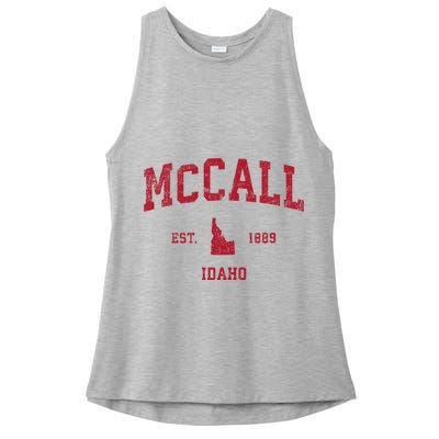 Mccall Idaho Id Vintage Sports Ladies PosiCharge Tri-Blend Wicking Tank