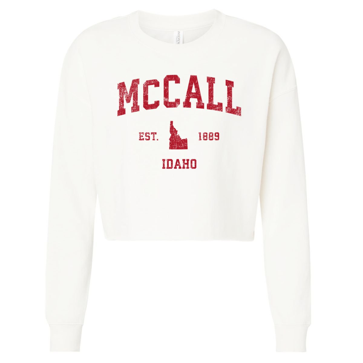 Mccall Idaho Id Vintage Sports Cropped Pullover Crew