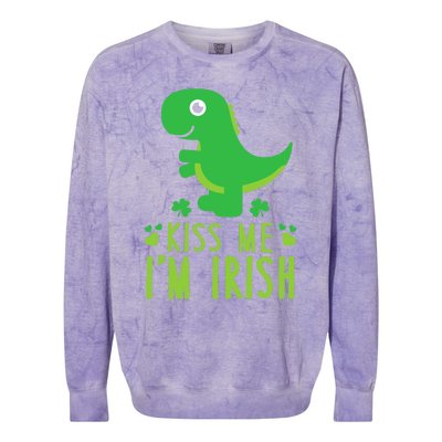 Me I'm Irish St. Patrick's Day Cute Dinosaur T Colorblast Crewneck Sweatshirt