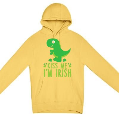 Me I'm Irish St. Patrick's Day Cute Dinosaur T Premium Pullover Hoodie