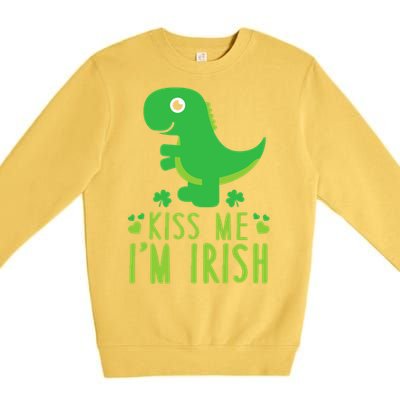 Me I'm Irish St. Patrick's Day Cute Dinosaur T Premium Crewneck Sweatshirt