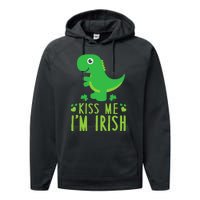 Me I'm Irish St. Patrick's Day Cute Dinosaur T Performance Fleece Hoodie