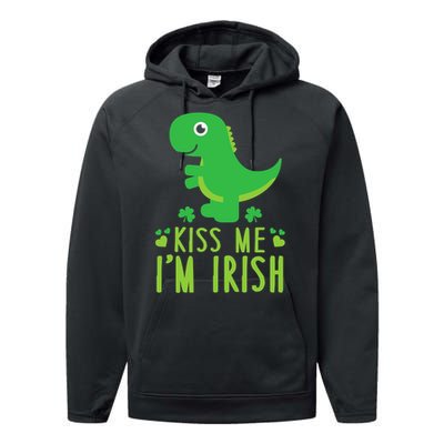 Me I'm Irish St. Patrick's Day Cute Dinosaur T Performance Fleece Hoodie