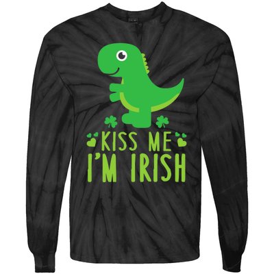 Me I'm Irish St. Patrick's Day Cute Dinosaur T Tie-Dye Long Sleeve Shirt