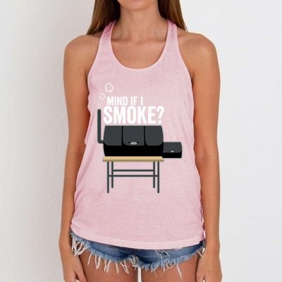 Mind If I Smoke? Funny Bbq Smoker And Grilling Gift Idea Meaningful Gift Women's Knotted Racerback Tank