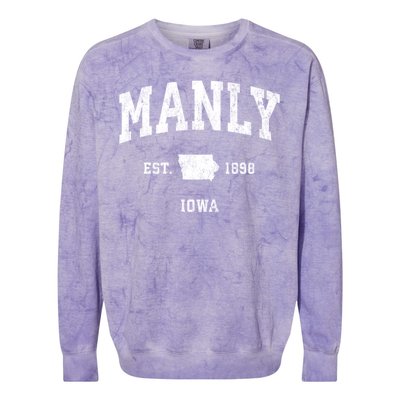 Manly Iowa Ia Vintage Athletic Colorblast Crewneck Sweatshirt