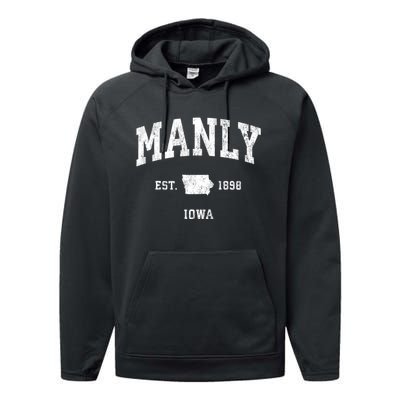 Manly Iowa Ia Vintage Athletic Performance Fleece Hoodie