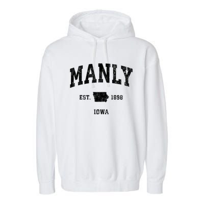 Manly Iowa Ia Vintage Athletic Garment-Dyed Fleece Hoodie