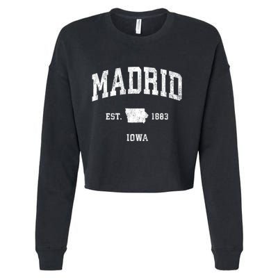 Madrid Iowa Ia Vintage Athletic Cropped Pullover Crew
