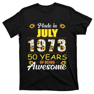 Made In July 1973 50 Years Of Being Awesome Sunflower T-Shirt