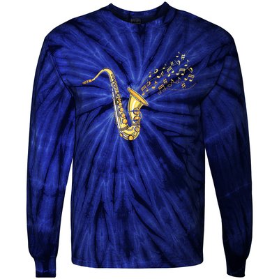 Musical Instrument Jazz Musician Gift Idea Saxophone Tie-Dye Long Sleeve Shirt