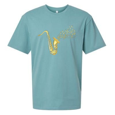 Musical Instrument Jazz Musician Gift Idea Saxophone Sueded Cloud Jersey T-Shirt