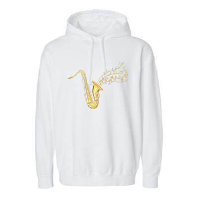 Musical Instrument Jazz Musician Gift Idea Saxophone Garment-Dyed Fleece Hoodie