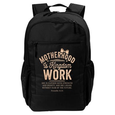 Motherhood Is Kingdom Work Coquette Bow Christian Mom Backpack