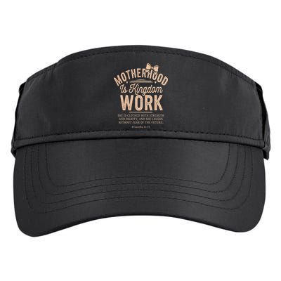 Motherhood Is Kingdom Work Coquette Bow Christian Mom Adult Drive Performance Visor