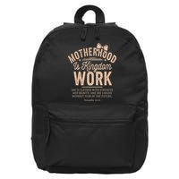 Motherhood Is Kingdom Work Coquette Bow Christian Mom 16 in Basic Backpack