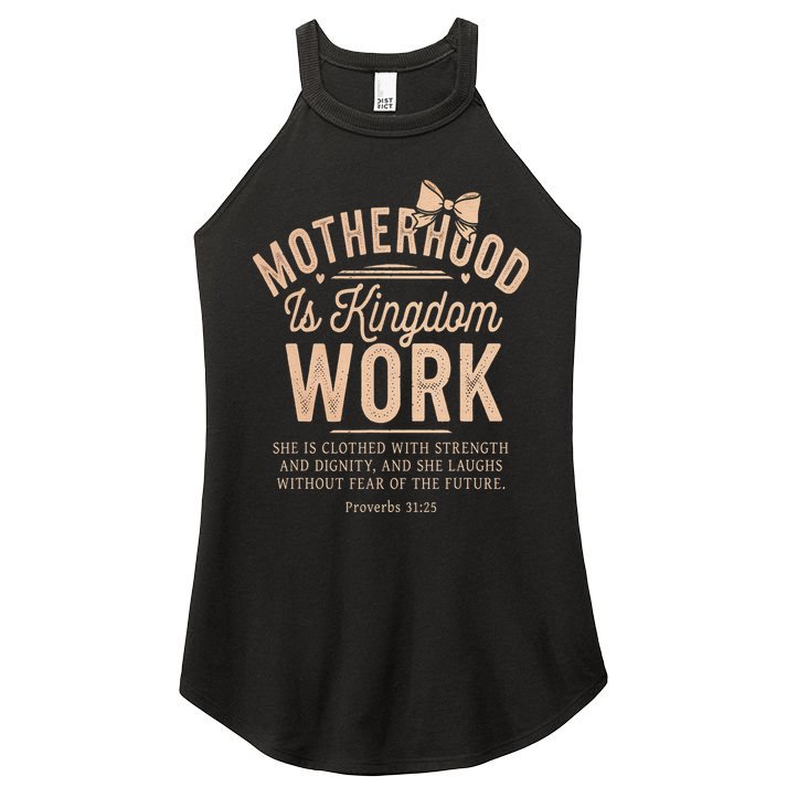 Motherhood Is Kingdom Work Coquette Bow Christian Mom Women's Perfect Tri Rocker Tank