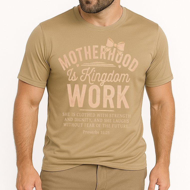 Motherhood Is Kingdom Work Coquette Bow Christian Mom Cooling Performance Crew T-Shirt