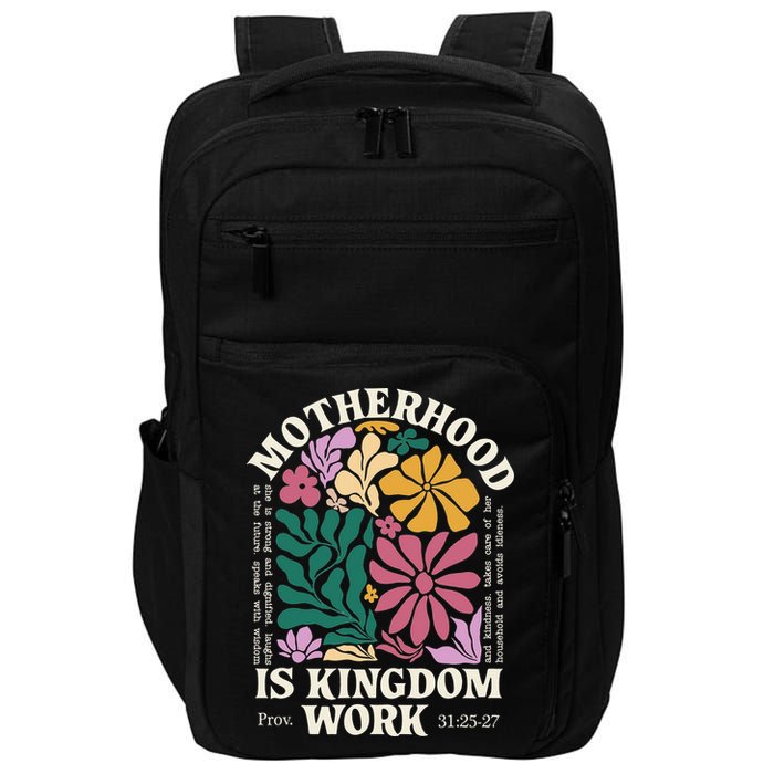 Motherhood Is Kingdom Work Retro Christian Mothers Day Impact Tech Backpack