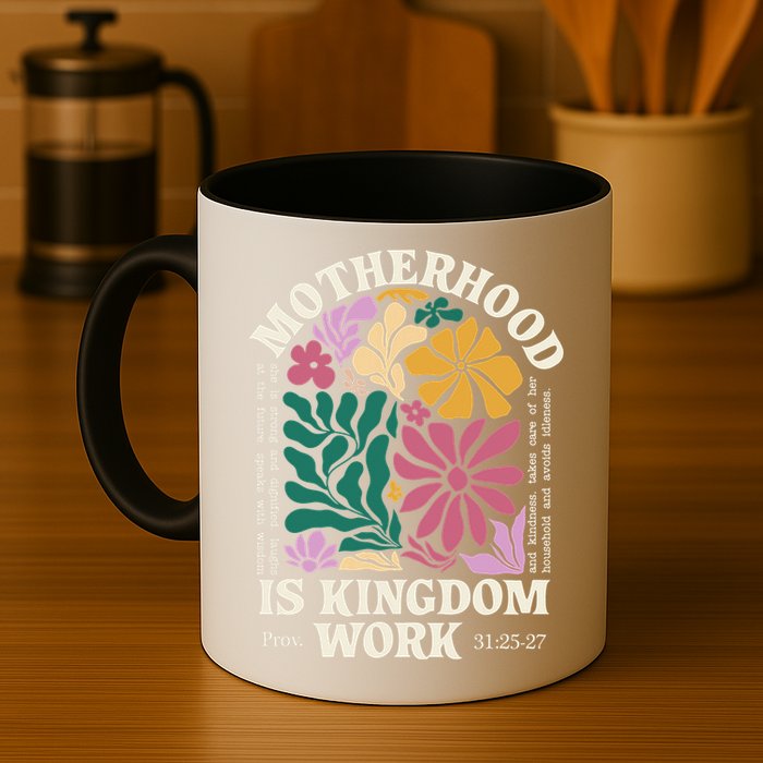 Motherhood Is Kingdom Work Retro Christian Mothers Day Mug