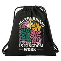 Motherhood Is Kingdom Work Retro Christian Mothers Day Drawstring Bag