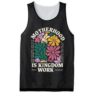 Motherhood Is Kingdom Work Retro Christian Mothers Day Mesh Reversible Basketball Jersey Tank