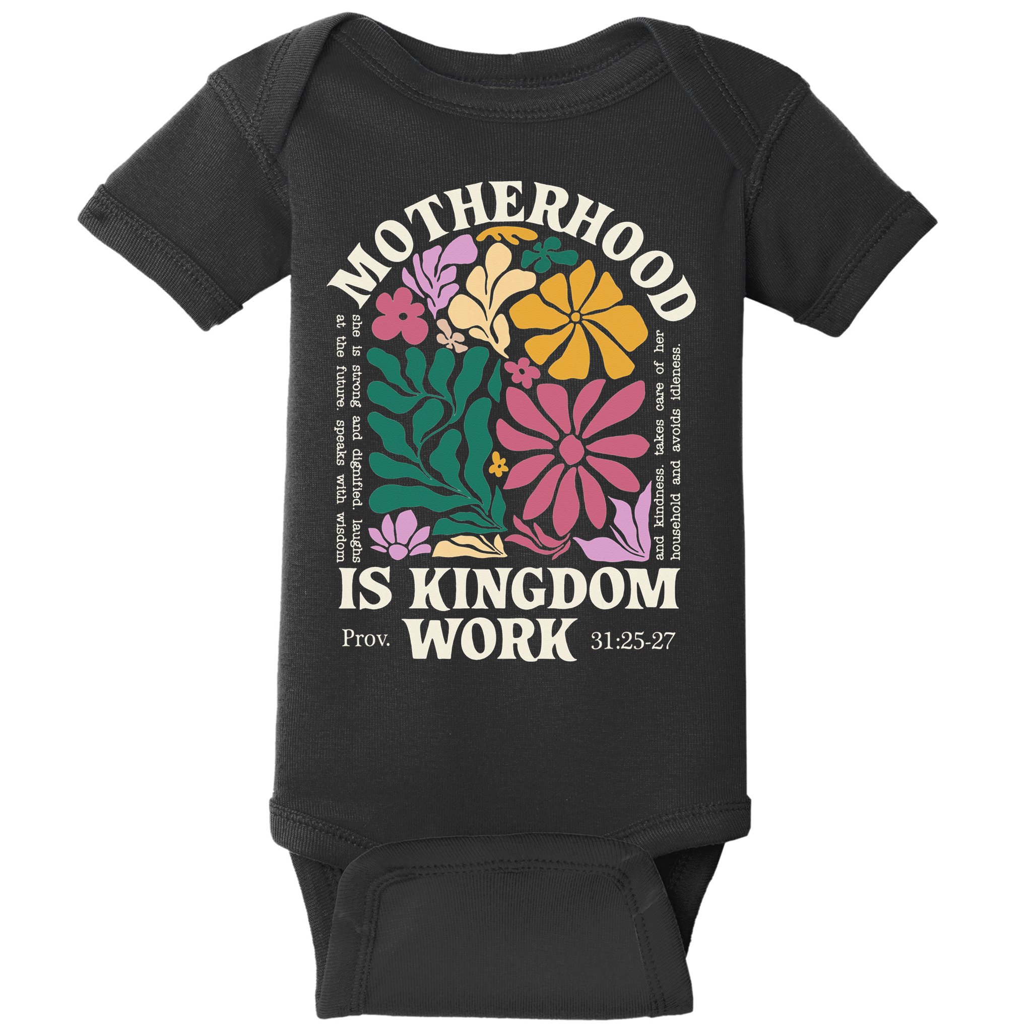 Motherhood Is Kingdom Work Retro Christian Mothers Day Baby Bodysuit