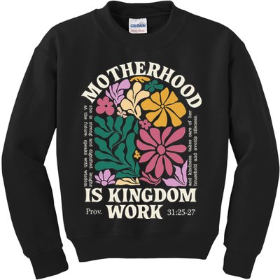 Motherhood Is Kingdom Work Retro Christian Mothers Day Kids Sweatshirt