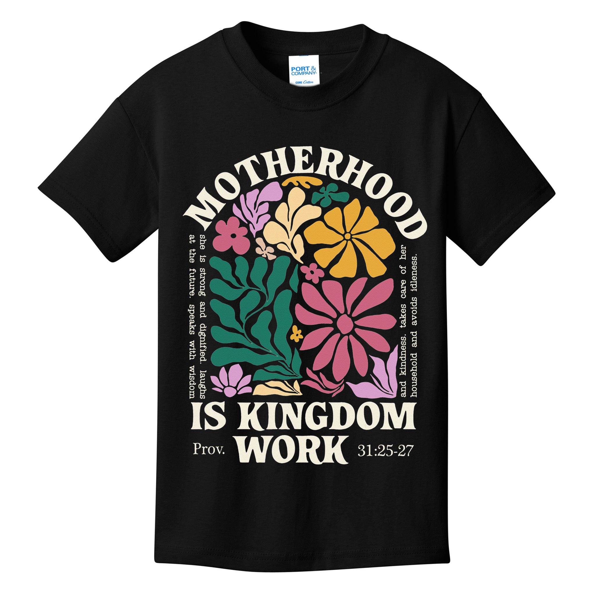 Motherhood Is Kingdom Work Retro Christian Mothers Day Kids T-Shirt