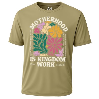 Motherhood Is Kingdom Work Retro Christian Mothers Day Cooling Performance Crew T-Shirt