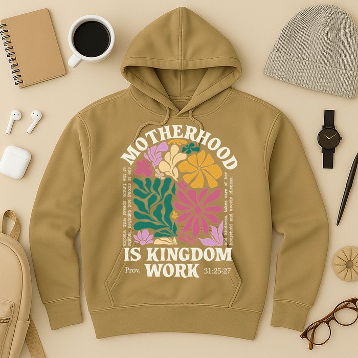 Motherhood Is Kingdom Work Retro Christian Mothers Day Hoodie