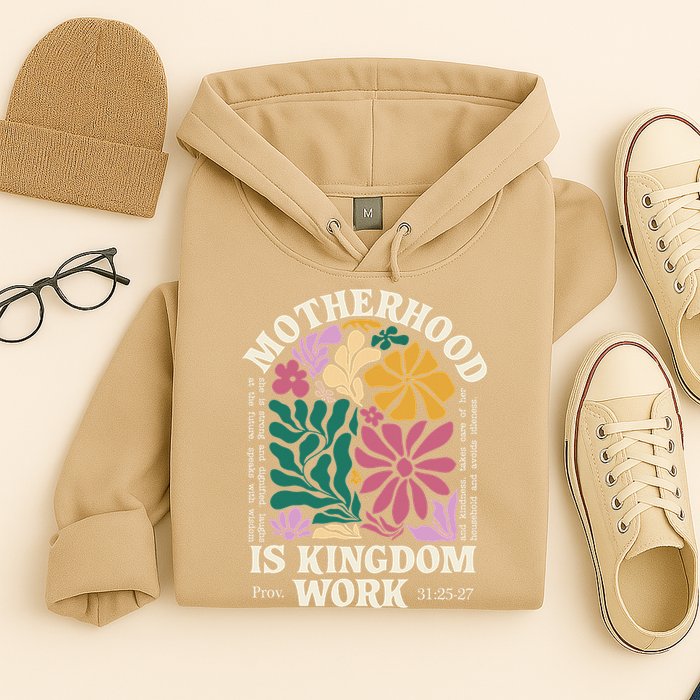 Motherhood Is Kingdom Work Retro Christian Mothers Day Hoodie