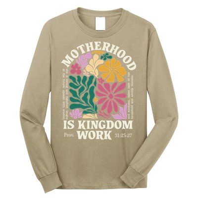 Motherhood Is Kingdom Work Retro Christian Mothers Day Long Sleeve Shirt