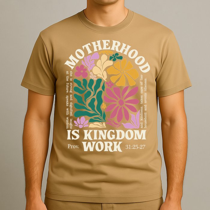 Motherhood Is Kingdom Work Retro Christian Mothers Day T-Shirt