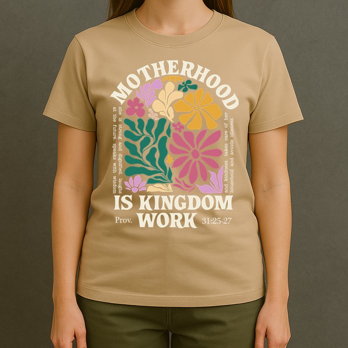Motherhood Is Kingdom Work Retro Christian Mothers Day T-Shirt