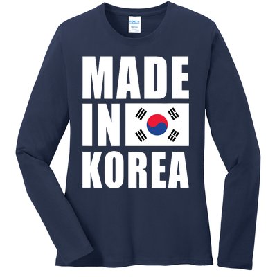 Made In Korea Korean Flag Pride Ladies Long Sleeve Shirt