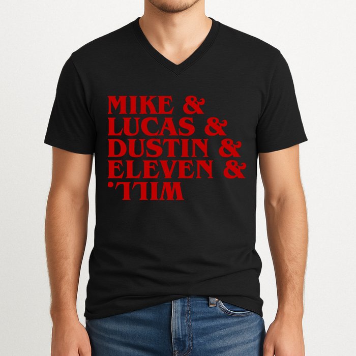 Mike & Lucas & Dustin & Elevin & Will V-Neck T-Shirt