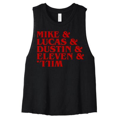 Mike & Lucas & Dustin & Elevin & Will Women's Racerback Cropped Tank