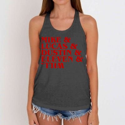 Mike & Lucas & Dustin & Elevin & Will Women's Knotted Racerback Tank