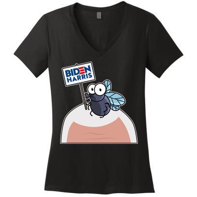 Mike Pence Fly on Head Vote Biden Harris Debate Women's V-Neck T-Shirt